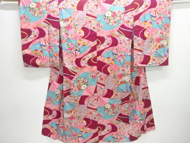 JAPANESE KIMONO / ANTIQUE JUBAN / SILK / MARI BALL & FLORAL KUSUDAMA